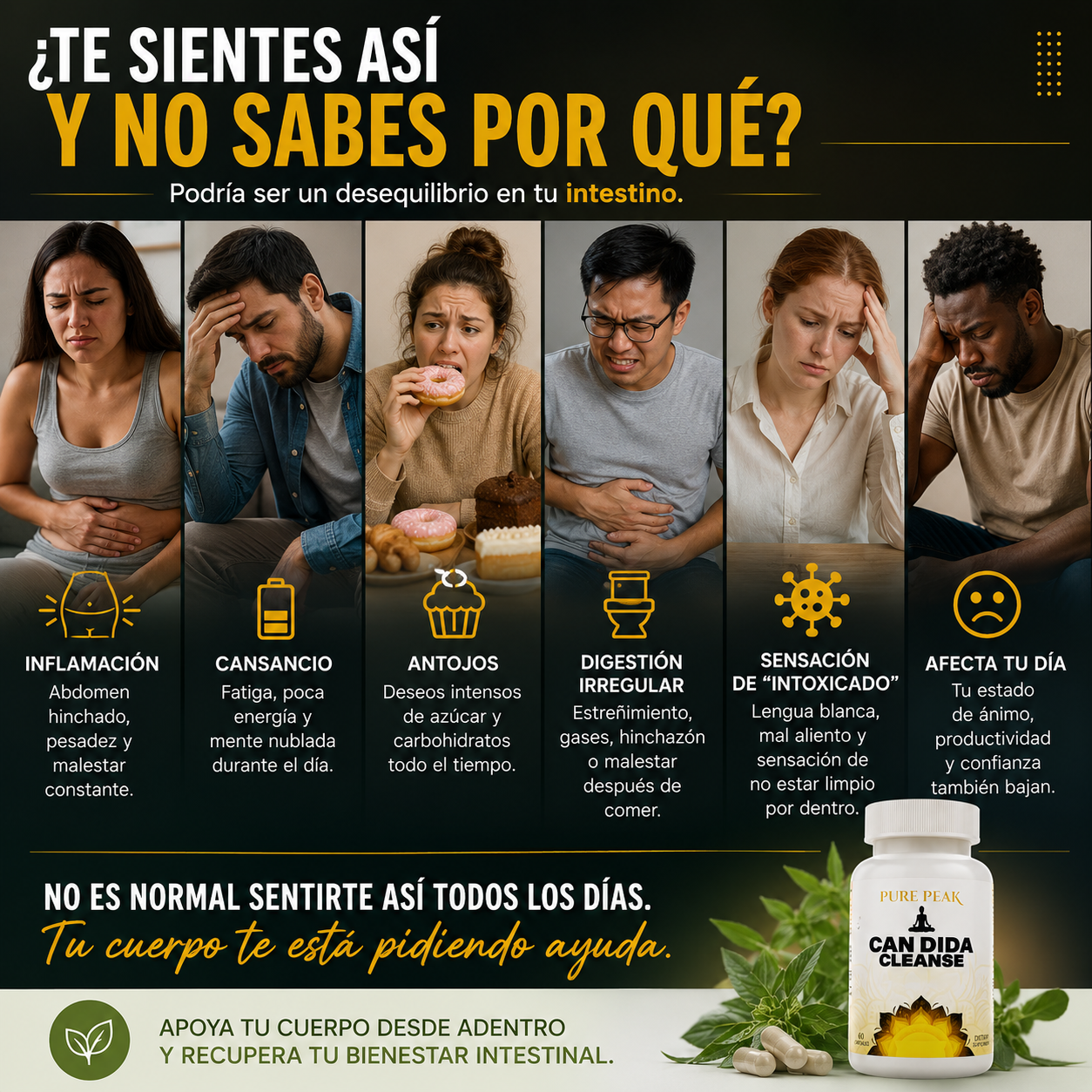 60 Cáps CandidaClean™ – Fórmula con Orégano y Ácido Caprílico | Apoya tu Digestión y Reduce la Inflamación + 🎁 Plan “7 Días para Desinflamar tu Abdomen” GRATIS + Envío Gratis