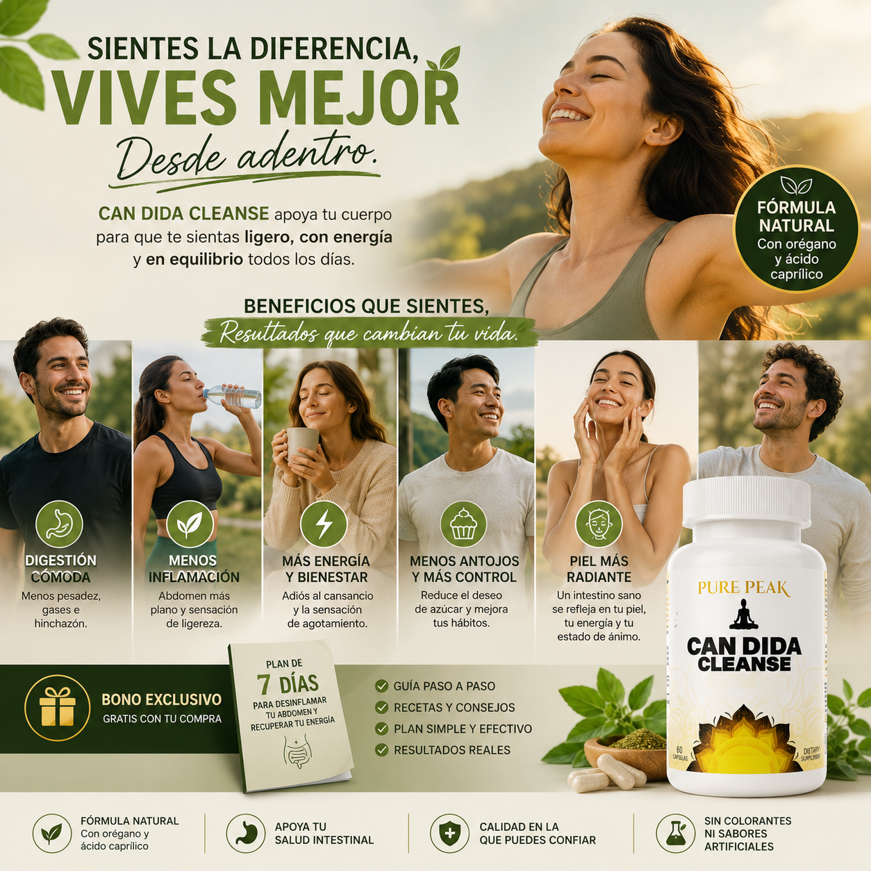 60 Cáps CandidaClean™ – Fórmula con Orégano y Ácido Caprílico | Apoya tu Digestión y Reduce la Inflamación + 🎁 Plan “7 Días para Desinflamar tu Abdomen” GRATIS + Envío Gratis